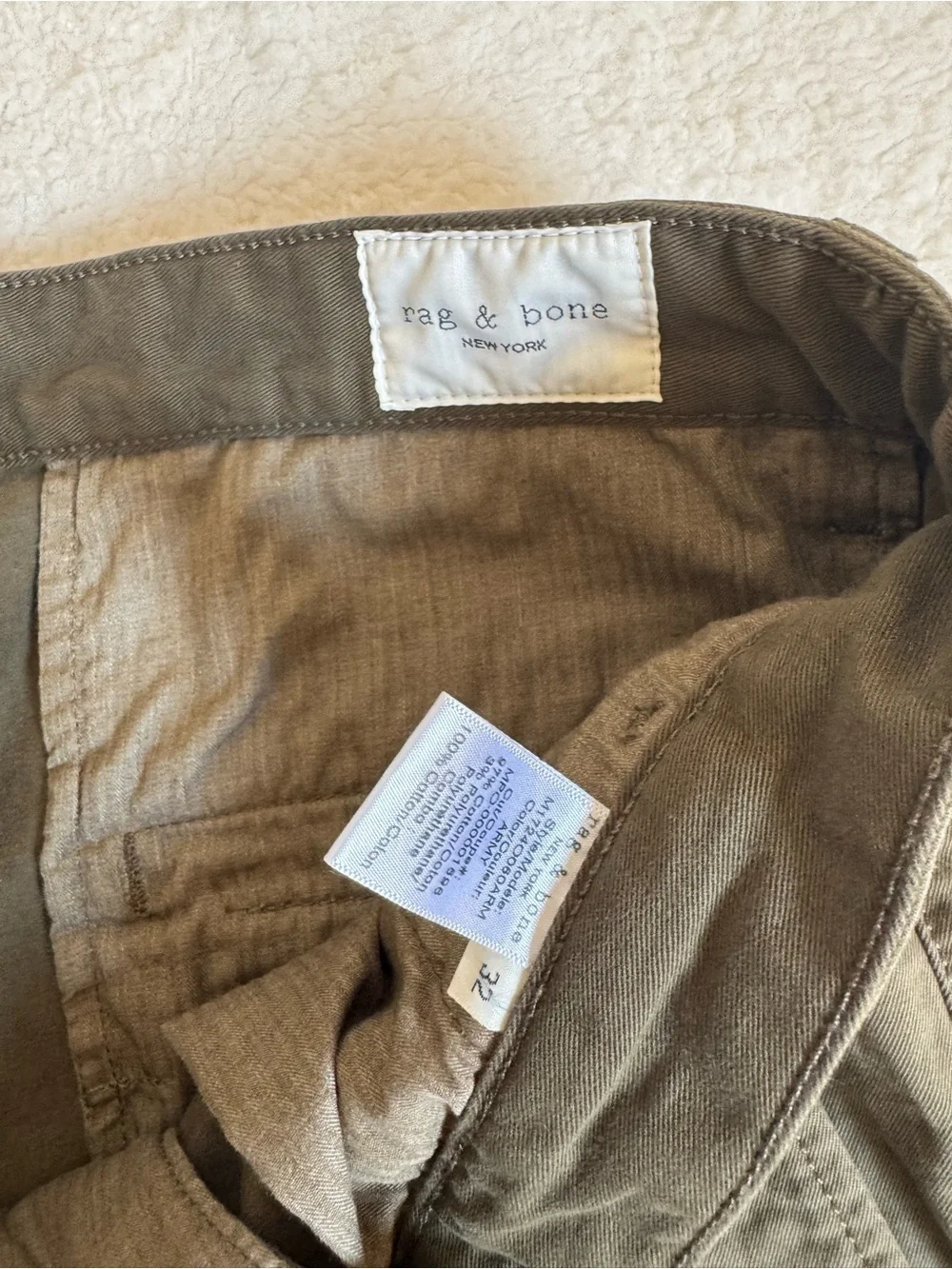 rag & bone Army Green Slim Fit Chino Pants Stretch Cotton Men's 32